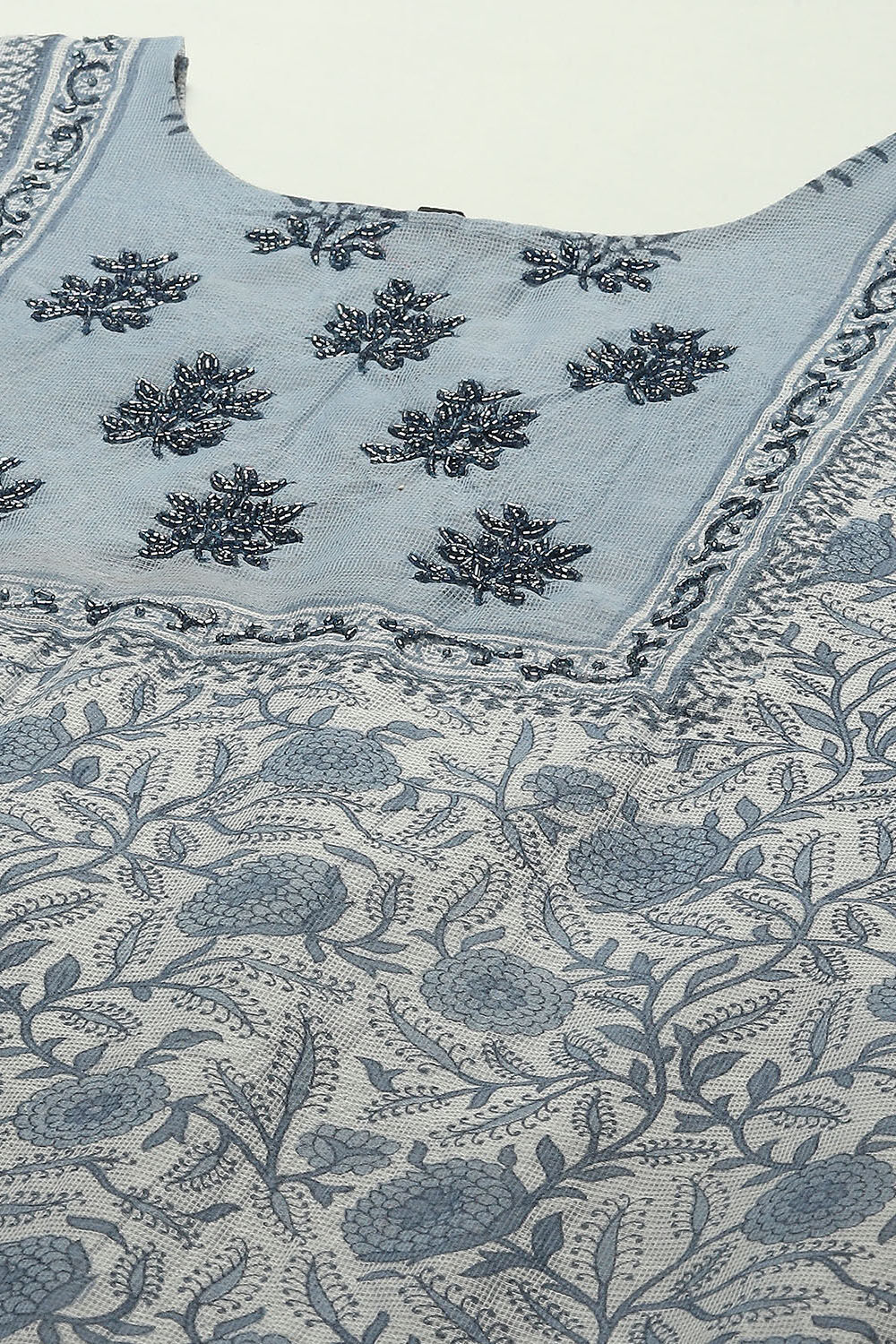 Blue Polyester Unstitched Suit set image number 2