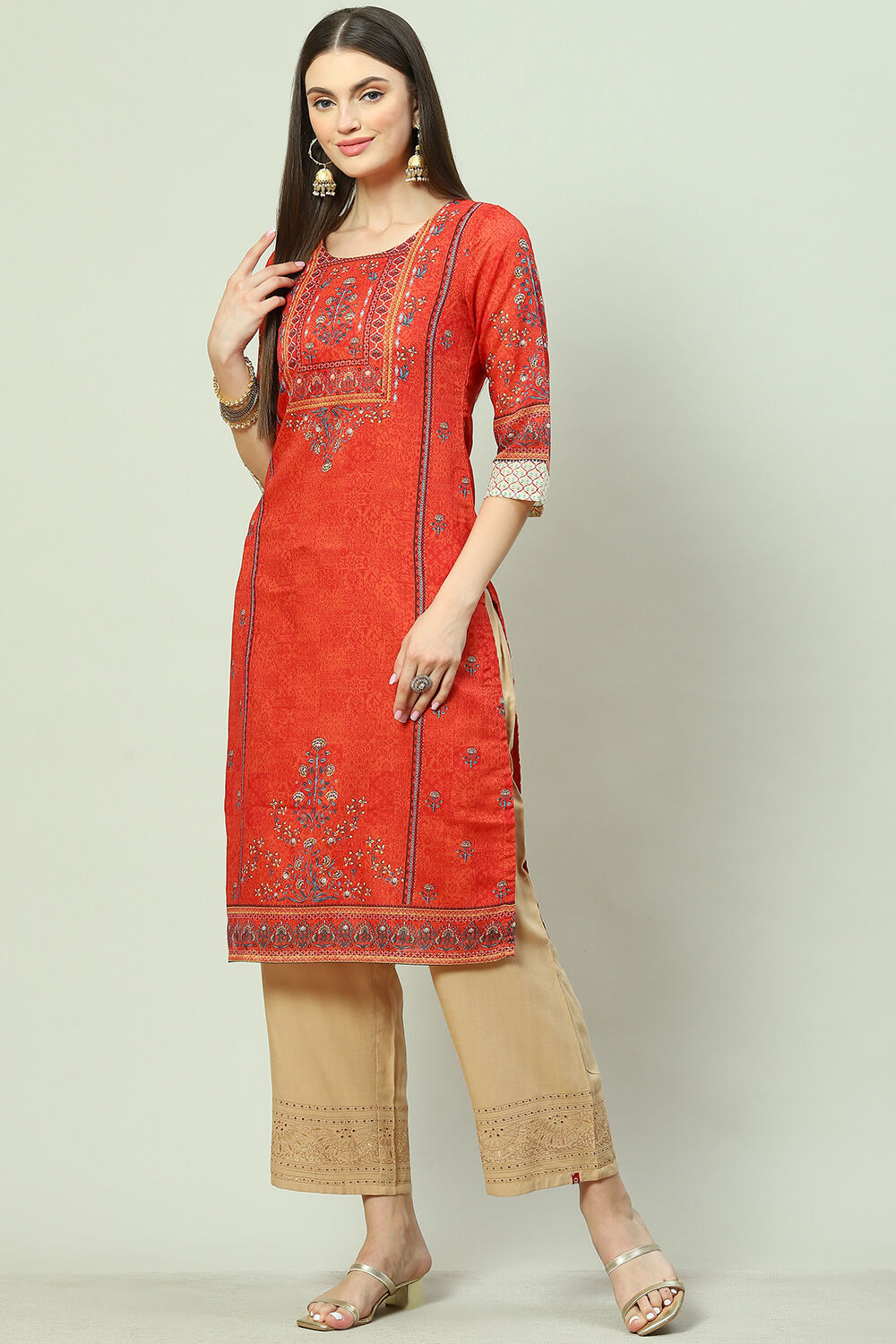 Dark Green A-Line Cotton Kurta image number 0