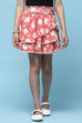 Red Printed Cambric Layered Skirt With Embroidered Waist image number 5