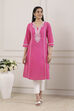 Yellow Cotton Solid Straight Kurta image number 5