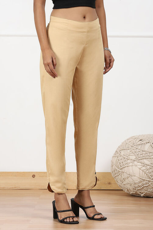 White Viscose Lycra Solid Pant image number 3