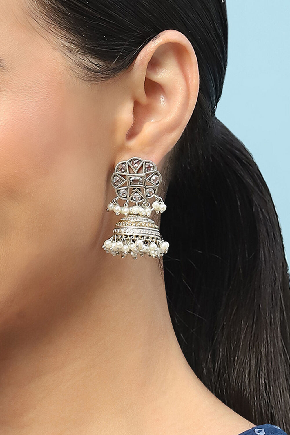 Gold Silver Brass Earrings image number 1