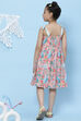 Peach Cotton A-Line Printed Dress image number 4