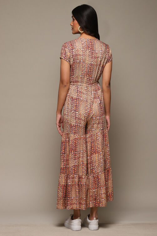 Grey Rayon Straight Printed Jumpsuit image number 4