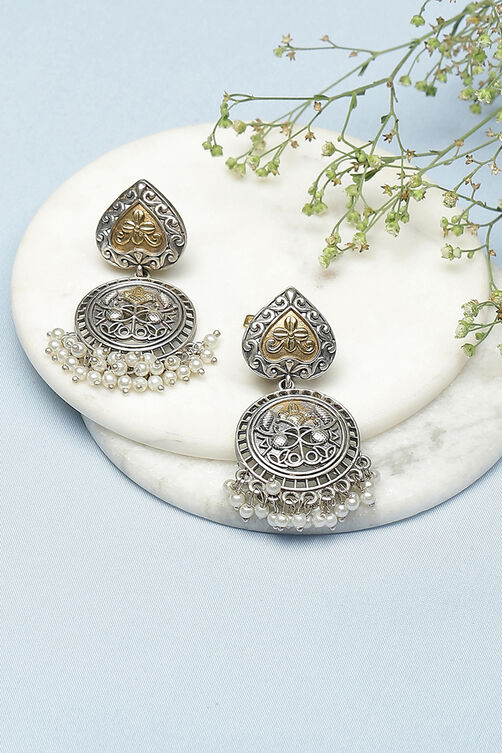 Dual Oxidised Brass Earrings image number 0