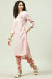 White Blue Cotton Asymmetric Kurta Set image number 2