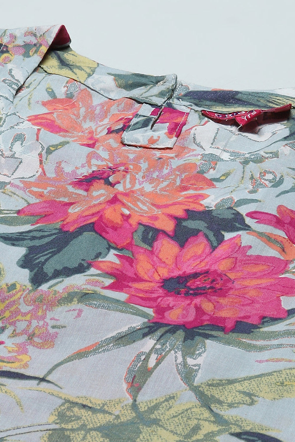 Blue Printed Cotton Kurta With White Straight Palazzo  image number 1