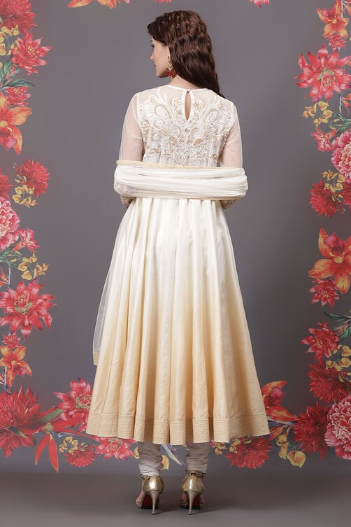 Rohit Bal Off White Cotton Silk Flared Yarndyed Suit Set image number 4