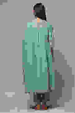 Sap Green Cotton Gathered Kurta Pants Suit Set image number 2