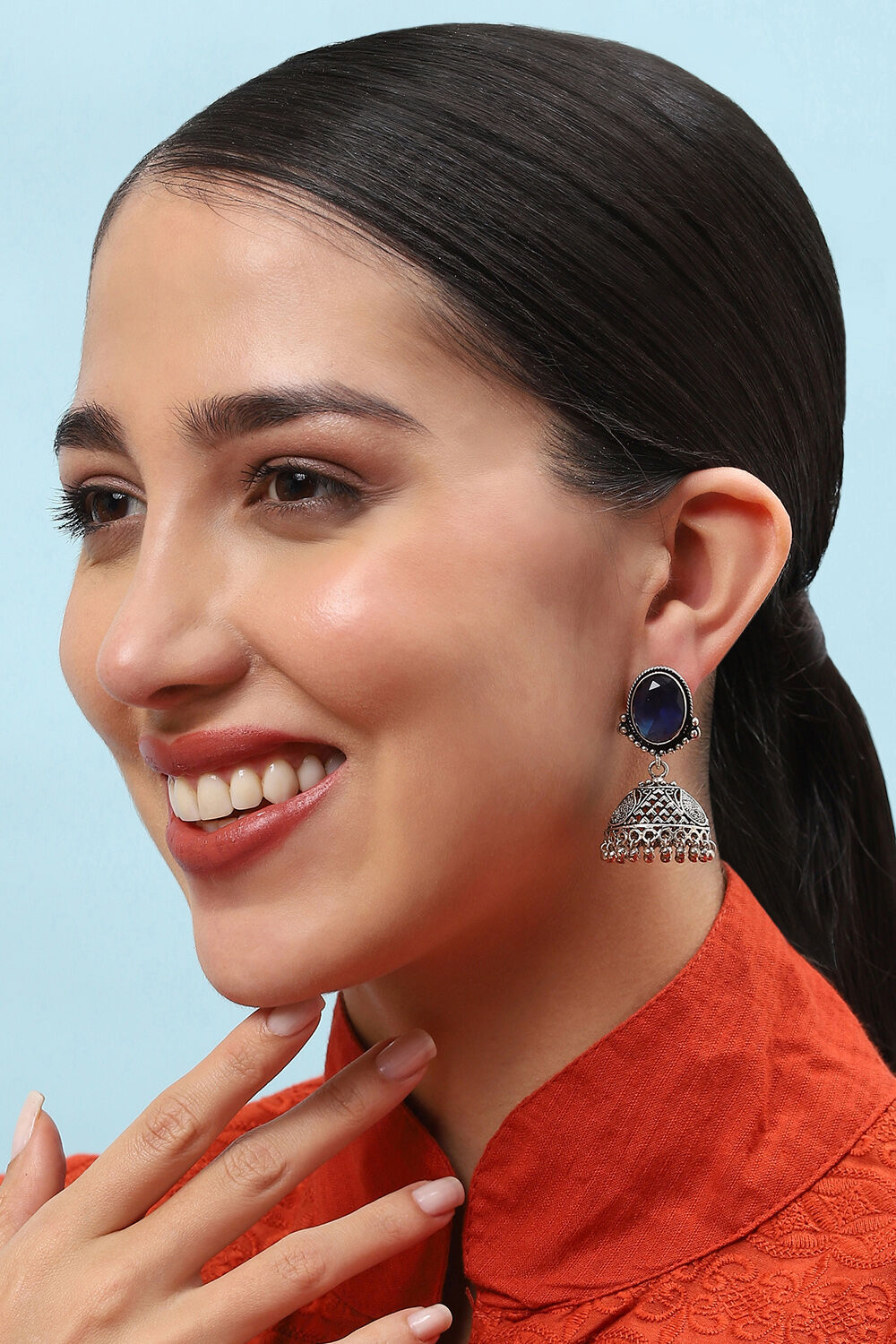 Blue Brass Earrings image number 1