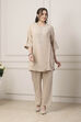 Beige Cotton Straight Suit Set image number 6