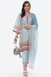 Sky Blue Straight Kurta Slim Pant Suit Set image number 7