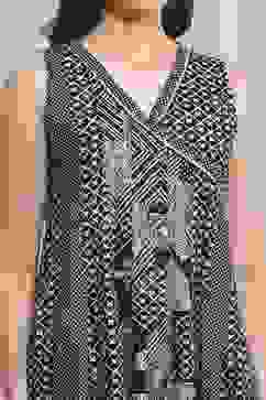 Black Cotton Printed Anarkali Suit Set image number 1