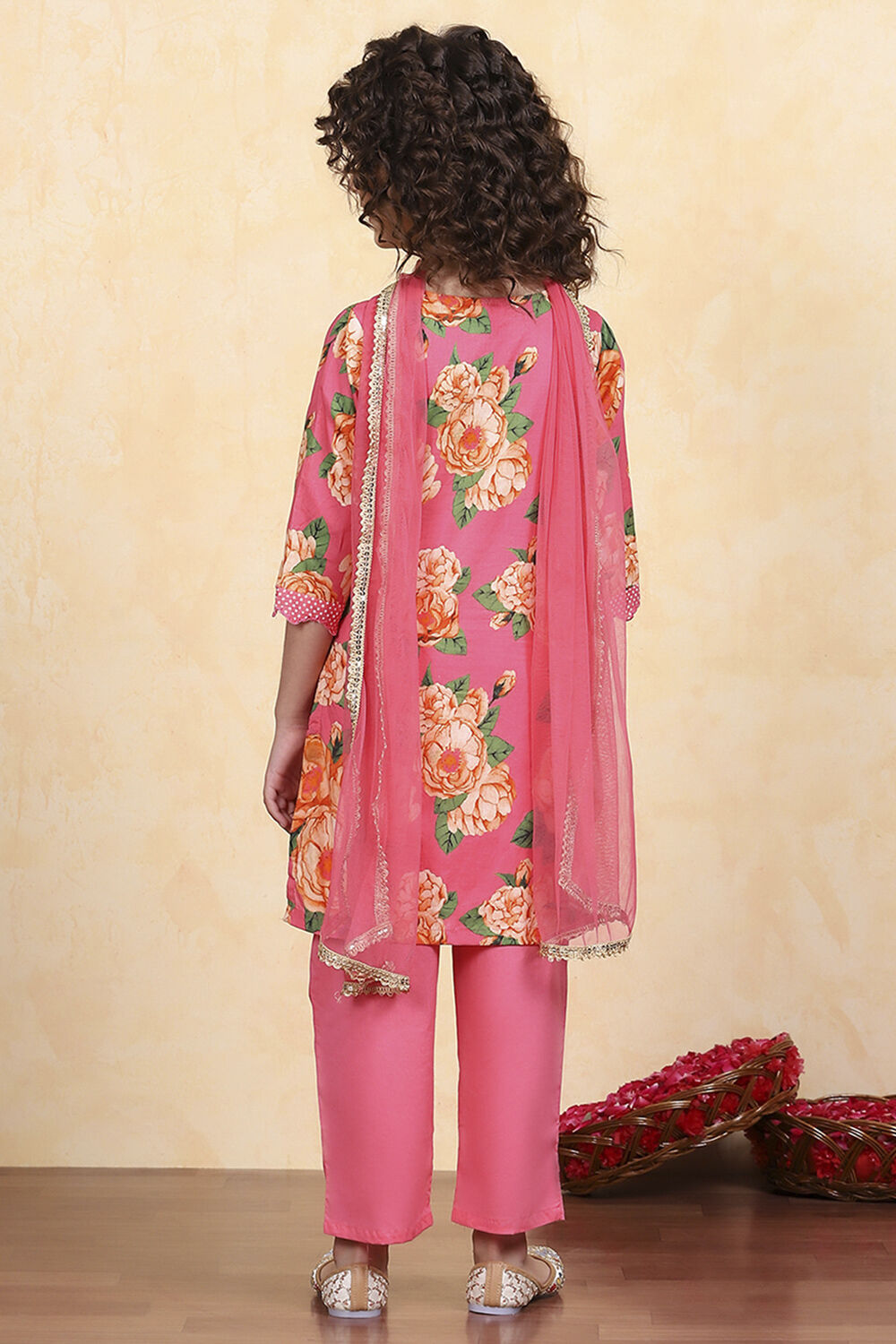 Blue Cotton Straight Printed Suit Set image number 4