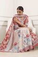 Red and White Cotton Printed Anarkali Suit Set