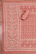 Coral Cotton Screen Print Unstitched Suit Set image number 3