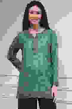 Turquoise Printed Straight Short Kurta image number 5