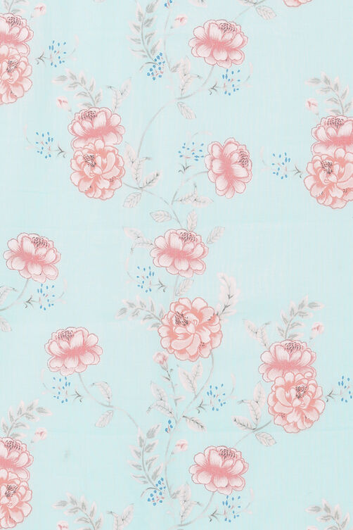 Pink Cotton Screen Print Unstitched Suit Set image number 3