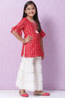 Red Art Silk Straight Kurta Sharara Suit Set image number 5