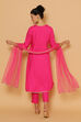Blue Rayon Kalidar Kurta Slim Pant Suit Set image number 3