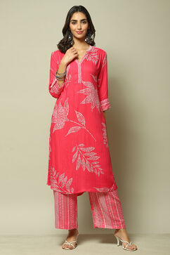 Pink LIVA Straight Printed 2 Piece Set image number 6