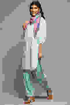 Sky Blue Rayon Straight Kurta Cross Yoke Salwar Suit Set image number 5