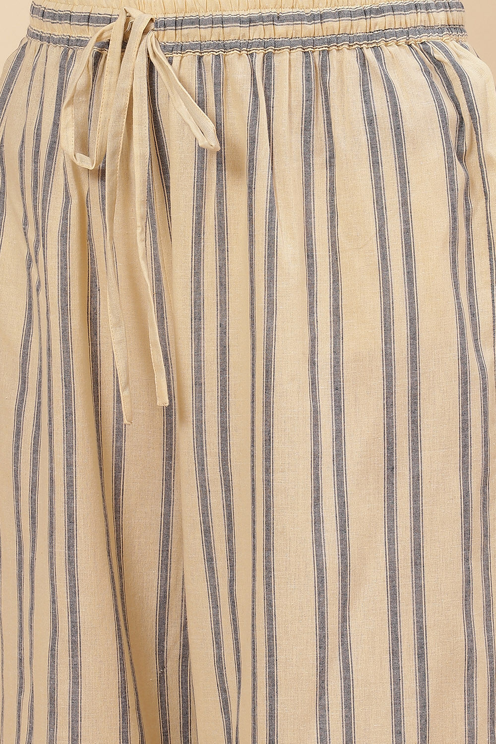 Mustard Cream Cotton Fusion Yarndyed Kurta Set image number 2