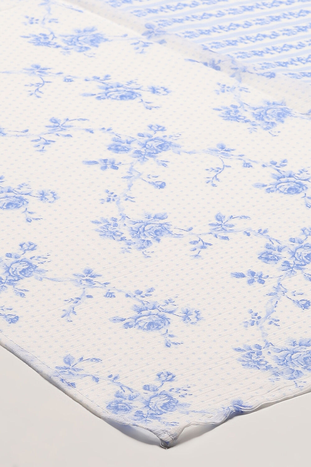 Blue Cotton Blend Straight Suit Set image number 3