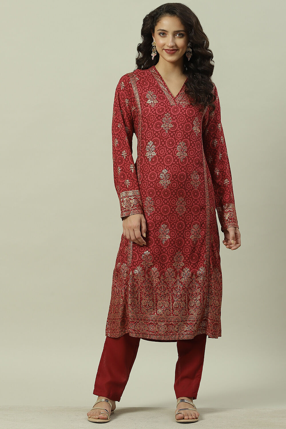 Green Rayon Straight Printed Kurta image number 0