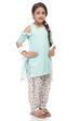 Turquoise Straight Cotton Kurta Salwar Suit Set image number 2