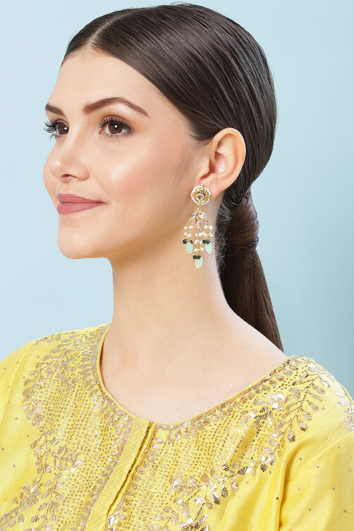 Mint Green Kundan Earrings image number 3