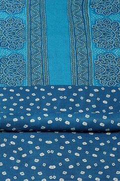 Blue Silk Blend Digital Print Unstitched Suit Set image number 3