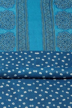 Blue Silk Blend Digital Print Unstitched Suit Set image number 3