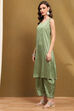 Green Net Embroidered Festive Kalidar Suit Set image number 7