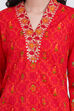 Red Metallic Cotton A-Line Printed Kurta image number 1