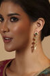 Green Gold Plated Brass Drop Studded Earrings image number 1