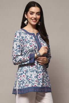 Blue Polyester Straight Kurti image number 4
