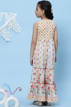 Off White Cotton Straight Jumpsuit image number 4