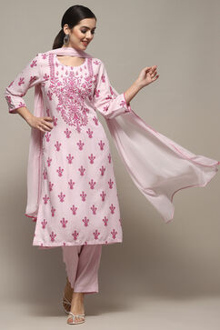 Pink Rayon Straight Suit Set image number 0