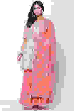 Aqua Coral Flared Kurta Garara Suit Set image number 5