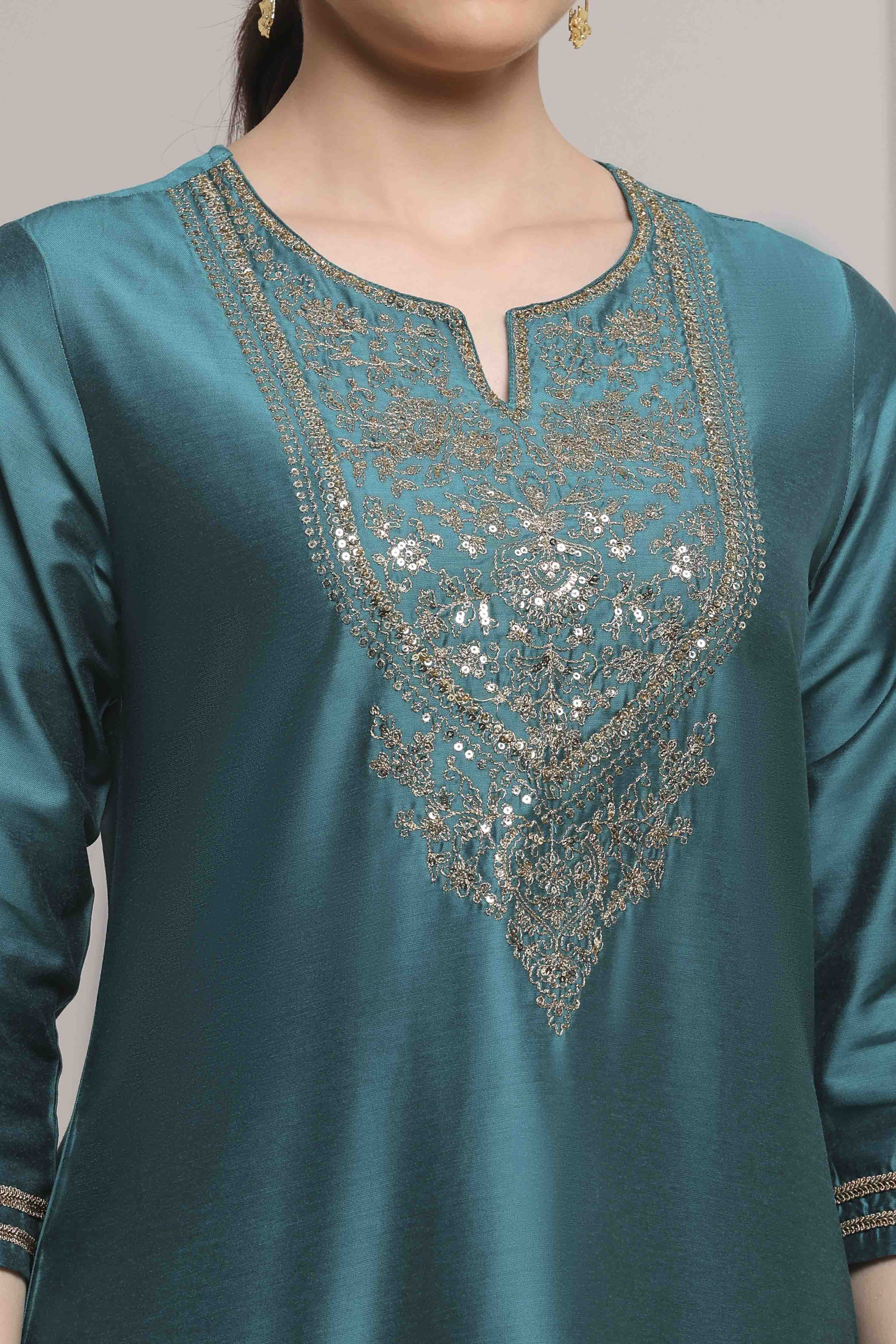 Burnt Orange Viscose Blend Solid Straight Kurta image number 1