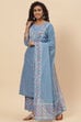 Blue Cotton Straight Kurta Palazzo Suit Set image number 5
