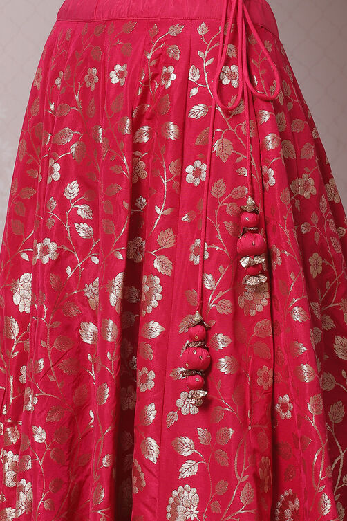 Hot Pink Straight Art Silk Lehenga Set image number 1