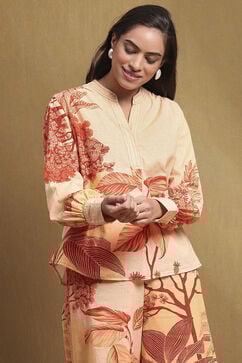 Cream Cotton Printed Co-ord Set image number 1
