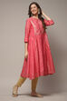 Coral Art Silk Flared Printed Kurta image number 4