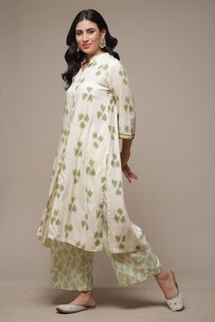 Natural Green Rayon Straight Printed 3 Piece Set image number 3