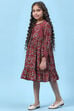 Maroon Silk Tiered Printed Dress image number 2