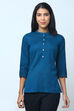 Black Cotton Flax Solid Kurti image number 0