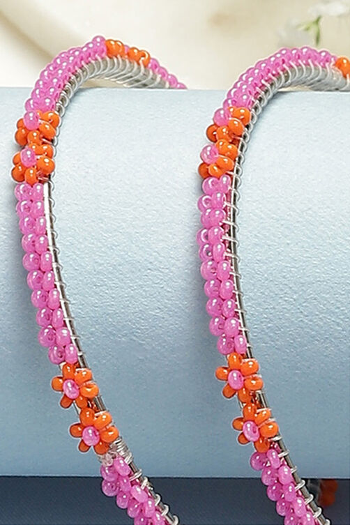 Pink Orange Metal & Beads Kids Bangles image number 1