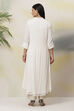 Off White Flared Cotton Kurta image number 5